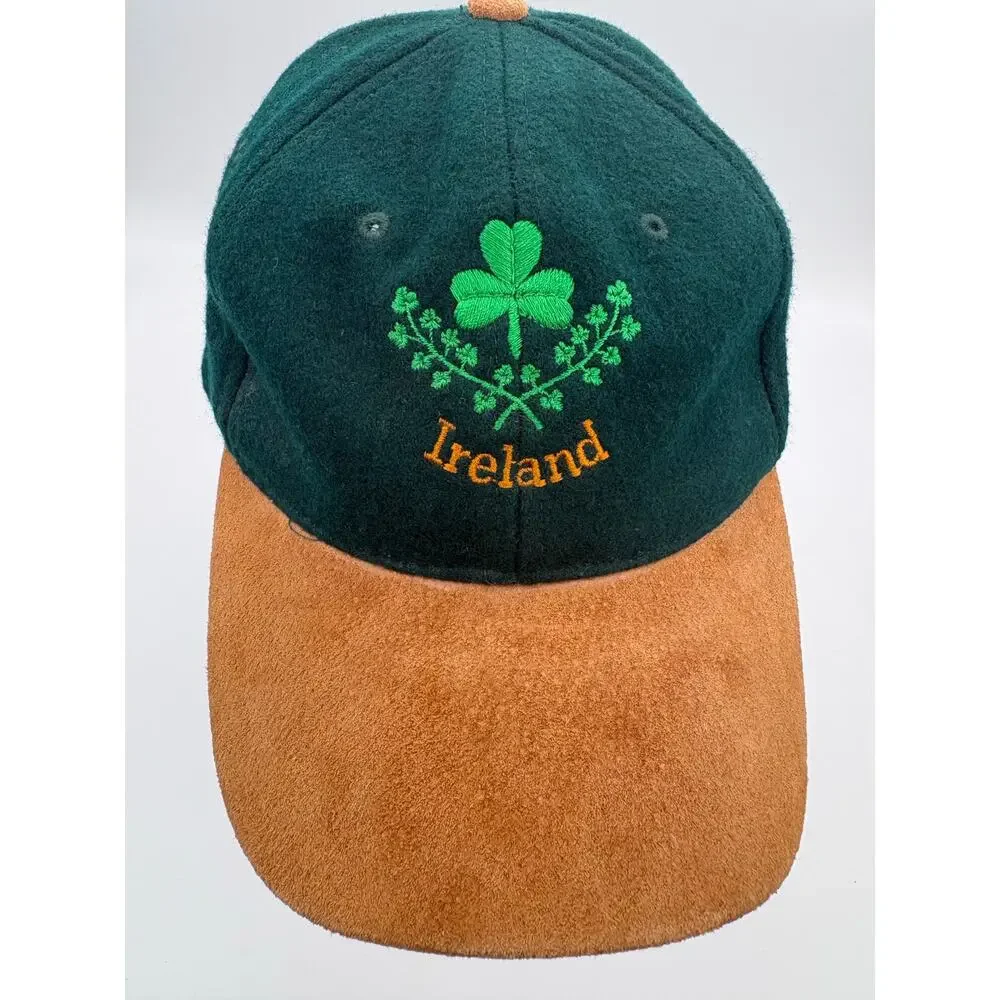 VTG Shandon Ireland Green Wool & Suede Leather Cap Hat
